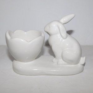 White Rabbit Bunny Egg Cup Holder Easter 5"